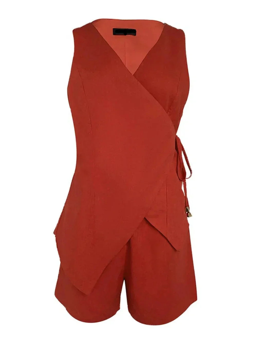 Aaliyah | Linneset med v-ringad topp och shorts