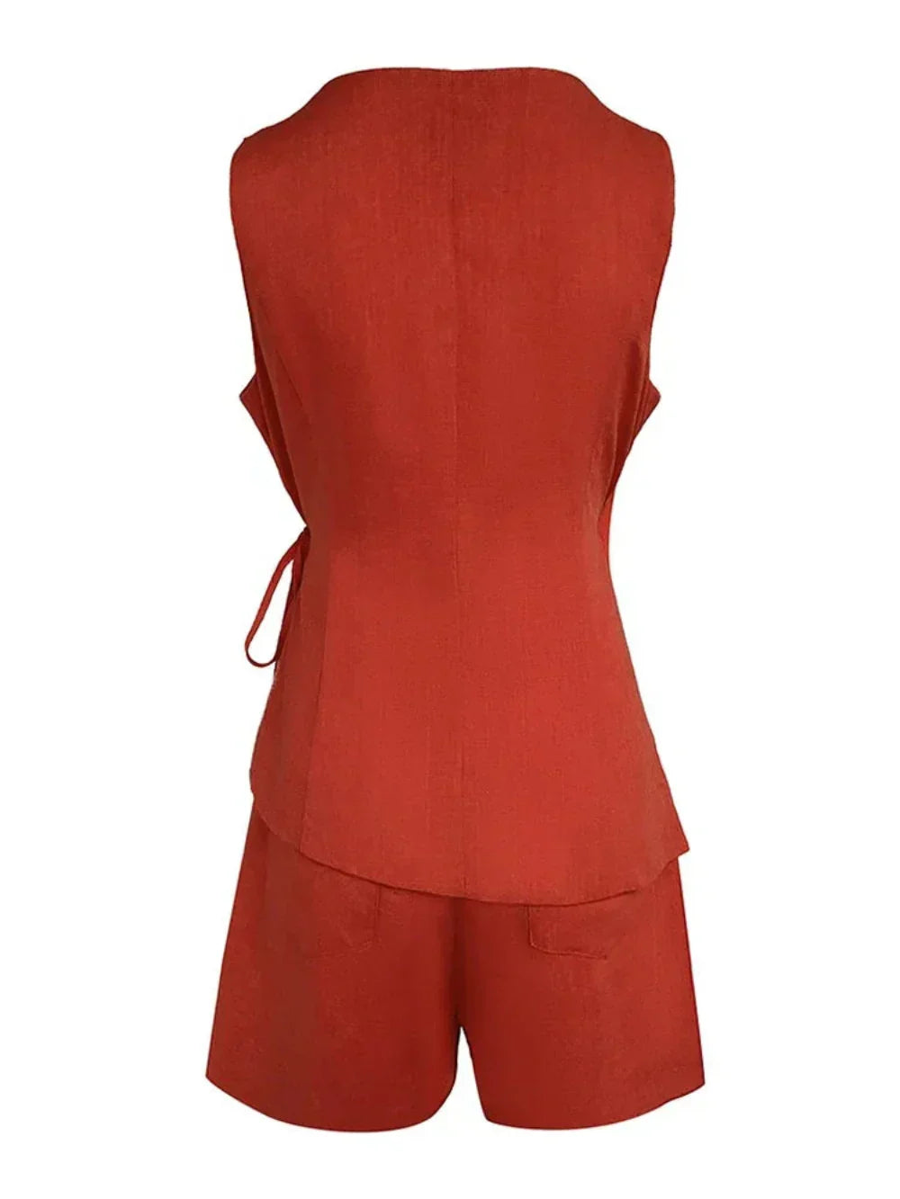 Aaliyah | Linneset med v-ringad topp och shorts